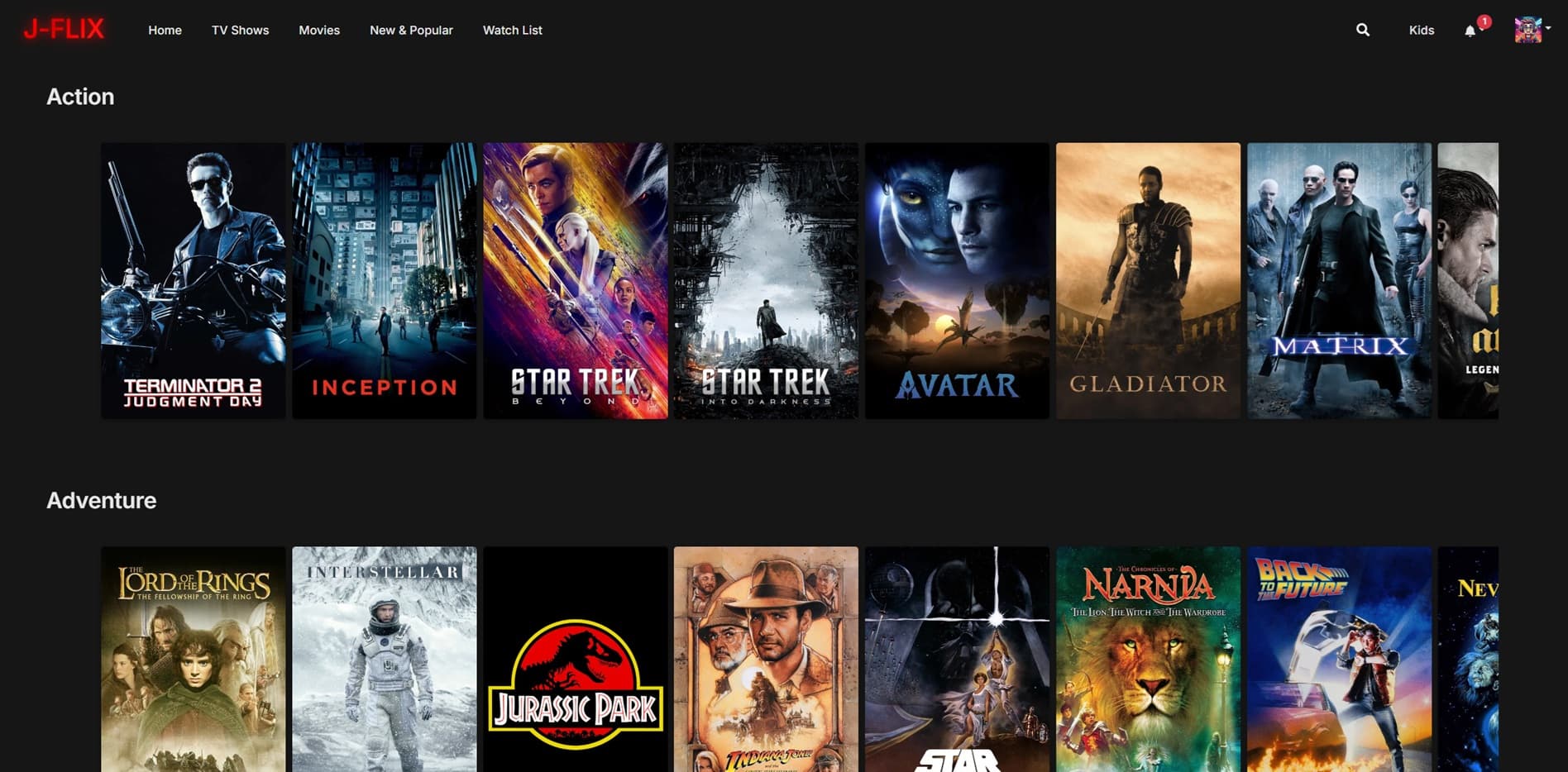 J-Flix React Client screenshot